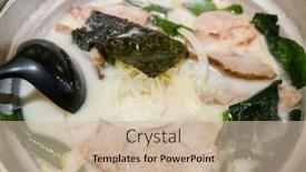  Presentation with ramen - Slide set consisting of woman-eat-a-bowl background and a soft green colored foreground