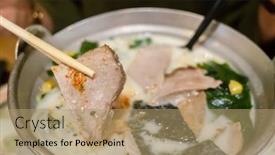  Presentation with ramen - Cool new slides with woman-eat-a-bowl backdrop and a coral colored foreground