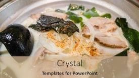  Presentation with ramen - Colorful slide set enhanced with woman-eat-a-bowl backdrop and a coral colored foreground