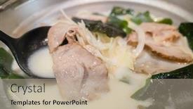  Presentation with ramen - Slide set having woman-eat-a-bowl background and a mint green colored foreground