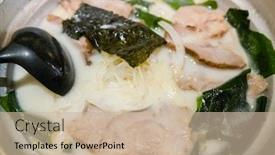  Presentation with ramen - Amazing presentation theme having woman-eat-a-bowl backdrop and a soft green colored foreground