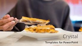  Presentation with dumpling - Theme having woman-eat-japanese-grill-dumpling background and a  colored foreground