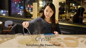  Presentation with eat - Presentation having woman-eat-perking-duck background and a  colored foreground