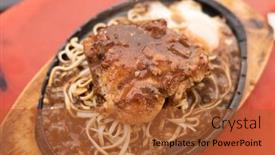 Presentation with eat - Beautiful PPT layouts featuring woman-eat-taiwanese-night-market backdrop and a red colored foreground