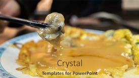  Presentation with eat - Presentation design with woman-eat-traditional-taiwanese-snack background and a yellow colored foreground