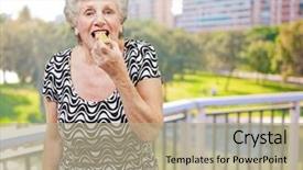  Presentation with cereal - Presentation featuring woman eating a cereal bar background and a mint green colored foreground