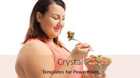  Presentation with salad - Slide set with woman-eating-a-salad background and a coral colored foreground