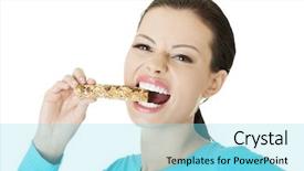  Presentation with candy cane christmas - Colorful presentation theme enhanced with woman eating cereal candy bar backdrop and a  colored foreground