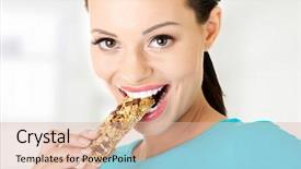  Presentation with peppermint candy cane on white - Slides enhanced with woman eating cereal candy bar background and a lemonade colored foreground