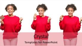  Presentation with chocolate chip cookie - PPT theme featuring woman eating chocolate chip cookie background and a  colored foreground