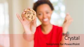  Presentation with african american couples in the mountains - Cool new slides with woman eating chocolate chips cookie backdrop and a  colored foreground