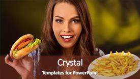 Presentation with french fries - Presentation theme consisting of woman eating french fries background and a tawny brown colored foreground