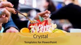  Presentation with ice cream sundae - Presentation featuring woman eating fruit sundae background and a yellow colored foreground