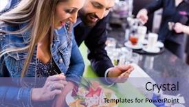  Presentation with ice cream sundae - Theme featuring woman eating fruit sundae background and a teal colored foreground