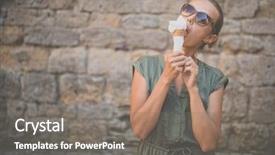  Presentation with tropical ice cream - Beautiful slide deck featuring woman eating ice cream outside backdrop and a gray colored foreground