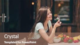  Presentation with eating - Audience pleasing presentation consisting of woman eating in the kitchen backdrop and a  colored foreground