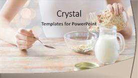  Presentation with healthy people - Cool new presentation design with woman eating muesli with milk backdrop and a soft green colored foreground