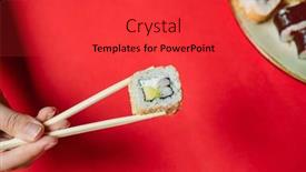  Presentation with sushi - Colorful slides enhanced with woman-eating-sushi backdrop and a red colored foreground