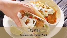  Presentation with taco - PPT theme enhanced with woman eating tasty fish taco background and a  colored foreground