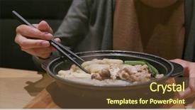  Presentation with japanese - PPT theme consisting of woman eating udon in japanese background and a tawny brown colored foreground