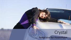  Presentation with insurance - Colorful slides enhanced with woman embracing her new car backdrop and a teal colored foreground
