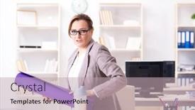  Presentation with lunch - Beautiful slides featuring woman employee going to sports from work during lunch break backdrop and a mint green colored foreground