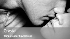  Presentation with black white love - PPT theme having woman end man kiss background and a gray colored foreground