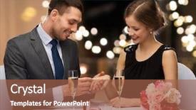  Presentation with engagement - Beautiful slide deck featuring woman engagement ring at restaurant backdrop and a red colored foreground