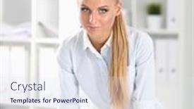  Presentation with engineering - Amazing slides having woman-engineer-discussing-meeting backdrop and a sky blue colored foreground