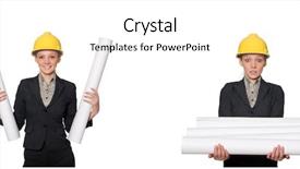  Presentation with woman engineer - Colorful presentation theme enhanced with woman engineer with draft papers backdrop and a white colored foreground