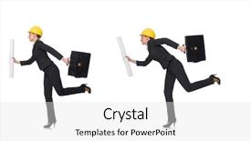  Presentation with woman engineer - Amazing presentation theme having woman engineer with draft papers backdrop and a white colored foreground