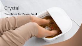  Presentation with home - Slide set enhanced with woman-enjoy-footbath-at-home background and a white colored foreground
