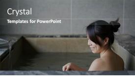  Presentation with hot spring - Presentation consisting of woman-enjoy-her-hot-spring background and a gray colored foreground
