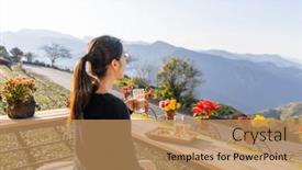  Presentation with milk tea - PPT theme featuring woman-enjoy-her-milk-tea background and a coral colored foreground