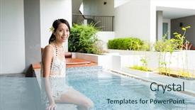  Presentation with weird spa - Slide set featuring woman enjoy her spa background and a light blue colored foreground