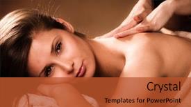  Presentation with spa - Beautiful slide set featuring woman enjoy in back massage backdrop and a red colored foreground