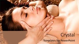  Presentation with face massage spa skin - Beautiful PPT layouts featuring woman enjoy in face massage backdrop and a  colored foreground