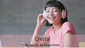  Presentation with music - Audience pleasing slide deck consisting of woman enjoy music on cellphone backdrop and a lemonade colored foreground