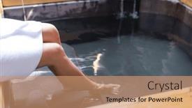  Presentation with onsen - PPT theme with woman-enjoy-onsen-at-hotel background and a coral colored foreground