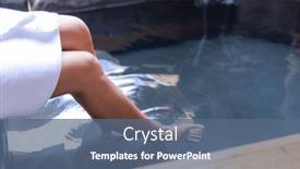  Presentation with onsen - Presentation design featuring woman-enjoy-onsen-at-hotel background and a ocean colored foreground