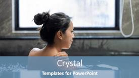  Presentation with onsen - Presentation theme featuring woman-enjoy-onsen-in-bathtub background and a teal colored foreground