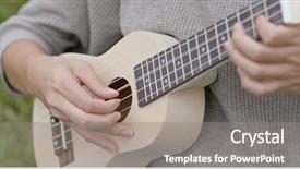  Presentation with ukulele - Colorful slide set enhanced with woman enjoy play ukulele backdrop and a  colored foreground