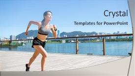  Presentation with running - Cool new theme with woman enjoy running at outdoor backdrop and a light blue colored foreground