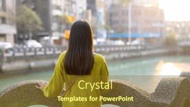  Presentation with taiwan - Presentation theme with woman-enjoy-the-city-view background and a tawny brown colored foreground