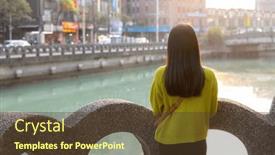  Presentation with taiwan - PPT layouts with woman-enjoy-the-city-view background and a tawny brown colored foreground