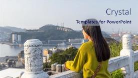 Presentation with taiwan - Presentation theme featuring woman-enjoy-the-city-view background and a sky blue colored foreground