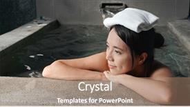  Presentation with hot springs - PPT theme enhanced with woman enjoy the japanese hot background and a coral colored foreground