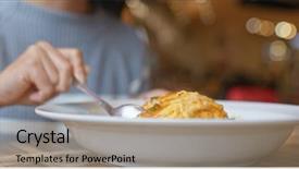  Presentation with curry - PPT layouts with woman enjoy the omelette curry background and a coral colored foreground