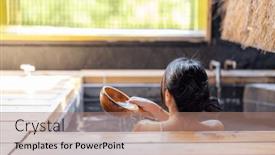  Presentation with onsen - Slide set enhanced with woman-enjoy-the-onsen background and a coral colored foreground