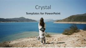  Presentation with scenery - PPT layouts consisting of woman-enjoy-the-scenery-landscape background and a light blue colored foreground